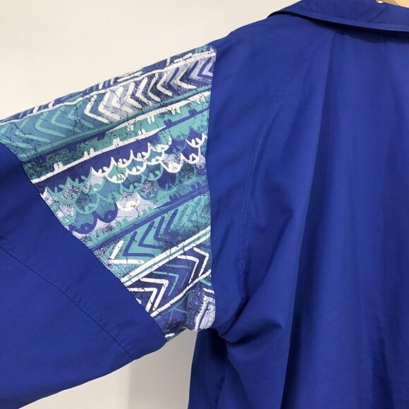 VINTAGE 1980s cobalt blue printed windbreaker jacket by Shamrock unisex XL - Picture 5 of 16
